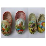 Vintage West German Paper-Mache Easter Eggs - Set of 4, Mixed Sizes (4-4.5 in & 3.5 in)