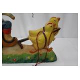 Rabbit in Wagon Figurine with Duck Pullers - Hand-Painted Easter Decor, Approximately 18 in