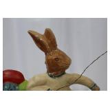 Rabbit in Wagon Figurine with Duck Pullers - Hand-Painted Easter Decor, Approximately 18 in