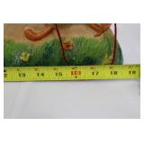 Rabbit in Wagon Figurine with Duck Pullers - Hand-Painted Easter Decor, Approximately 18 in