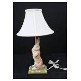 Midwest Rabbit Table Lamp - Floral Green Base with White Shade