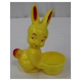 Vintage 1950s Easter Bunny Bobble-Head with Basket Yellow Vinyl