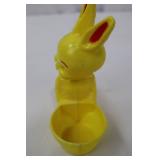 Vintage 1950s Easter Bunny Bobble-Head with Basket Yellow Vinyl
