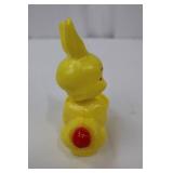 Vintage 1950s Easter Bunny Bobble-Head with Basket Yellow Vinyl
