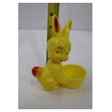 Vintage 1950s Easter Bunny Bobble-Head with Basket Yellow Vinyl