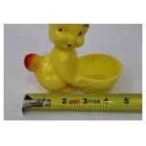 Vintage 1950s Easter Bunny Bobble-Head with Basket Yellow Vinyl