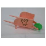 Vintage Hand-Painted Easter Figures with Pink Wheelbarrow - Mid-Century Lot of 4