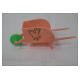 Vintage Hand-Painted Easter Figures with Pink Wheelbarrow - Mid-Century Lot of 4