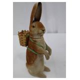 Vintage German Rabbit Figurines - 2-Piece Set with Basket, 9-inch Tall Bunny