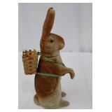 Vintage German Rabbit Figurines - 2-Piece Set with Basket, 9-inch Tall Bunny