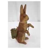 Vintage German Rabbit Figurines - 2-Piece Set with Basket, 9-inch Tall Bunny