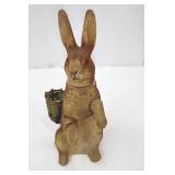 Vintage German Rabbit Figurines - 2-Piece Set with Basket, 9-inch Tall Bunny