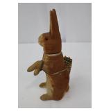 Vintage German Rabbit Figurines - 2-Piece Set with Basket, 9-inch Tall Bunny
