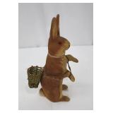 Vintage German Rabbit Figurines - 2-Piece Set with Basket, 9-inch Tall Bunny