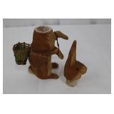 Vintage German Rabbit Figurines - 2-Piece Set with Basket, 9-inch Tall Bunny