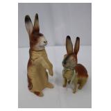 Vintage Ceramic Rabbit Figurines - Pair (Large Standing & Small Seated) with Ribbon
