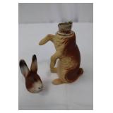 Vintage Ceramic Rabbit Figurines - Pair (Large Standing & Small Seated) with Ribbon