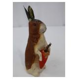 German Papier-Mache Easter Bunny Collectible - Carrot Holder with Evergreen Sprig
