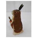 German Papier-Mache Easter Bunny Collectible - Carrot Holder with Evergreen Sprig