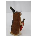 German Papier-Mache Easter Bunny Collectible - Carrot Holder with Evergreen Sprig