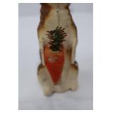 German Papier-Mache Easter Bunny Collectible - Carrot Holder with Evergreen Sprig