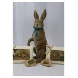 Flecked Bunny Plush 18 in Tall - Teal Ribbon Easter Decor