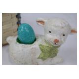 Midwest of Cannon Falls Teena Flanner Easter Figurines - Basket with Pastel Eggs & Bunnies