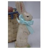 Midwest of Cannon Falls Teena Flanner Easter Figurines - Basket with Pastel Eggs & Bunnies