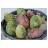 Midwest of Cannon Falls Teena Flanner Easter Figurines - Basket with Pastel Eggs & Bunnies