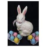 Teena Flanner Collection Bunny - 13in with 12 Painted Wooden Eggs