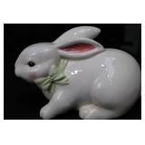 Midwest Easter Decor Lot - Porcelain Rabbit, Candy Shop, Gazebo & Cottage, Egg Ornament