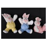 Wooden Easter Bunny Set - Large 10-1/2 in Standing Bunny, 4 in Reclining, 3 Mini Bunnies, 9 in Carrot