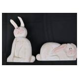 Wooden Easter Bunny Set - Large 10-1/2 in Standing Bunny, 4 in Reclining, 3 Mini Bunnies, 9 in Carrot