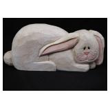 Wooden Easter Bunny Set - Large 10-1/2 in Standing Bunny, 4 in Reclining, 3 Mini Bunnies, 9 in Carrot
