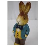 Wooden Easter Bunny Set - Tall 9.5 in, Small Movable Bunny, 3-Leg Table, Round Bunny 4.5 in