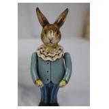 Wooden Easter Bunny Set - Tall 9.5 in, Small Movable Bunny, 3-Leg Table, Round Bunny 4.5 in