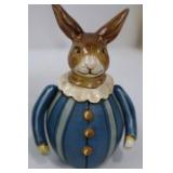 Wooden Easter Bunny Set - Tall 9.5 in, Small Movable Bunny, 3-Leg Table, Round Bunny 4.5 in