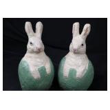 Tall Bunny Easter Figurine with Basket - 2 Bunny Eggs & 3 Decor Eggs (6-Piece Set)