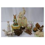 Vintage Easter Bunny Figurines Lot - 8 Pieces, Hong Kong Made