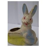Vintage Ceramic Bunny Planter - Hollow Interior, Yellow Base