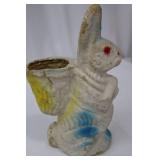 Vintage Papiér-Mâché Bunny Planter - White with Blue Ears