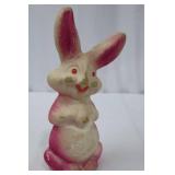 Pink Vintage Bunny - Paper Mache Figurine, 9 1/2 in tall x 4 in base