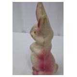 Pink Vintage Bunny - Paper Mache Figurine, 9 1/2 in tall x 4 in base