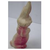 Pink Vintage Bunny - Paper Mache Figurine, 9 1/2 in tall x 4 in base