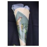 Vintage Easter Decor Lot - 6 Paper Cones, 3 Paper Pails, 1 Bucket, 2 Bunny Chairs