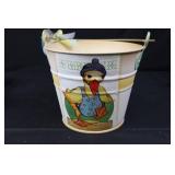 Vintage Easter Decor Lot - 6 Paper Cones, 3 Paper Pails, 1 Bucket, 2 Bunny Chairs