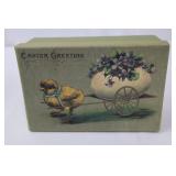 Vintage Easter Greeting Box Set - 3 Decorative Boxes & 6 Pastel Wooden Eggs