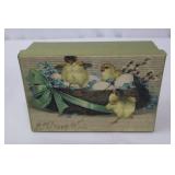 Vintage Easter Greeting Box Set - 3 Decorative Boxes & 6 Pastel Wooden Eggs