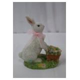 Two Rabbit Adirondack Chairs - Blue & Pink with Easter Decor & Painted Eggs