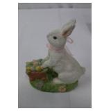 Two Rabbit Adirondack Chairs - Blue & Pink with Easter Decor & Painted Eggs